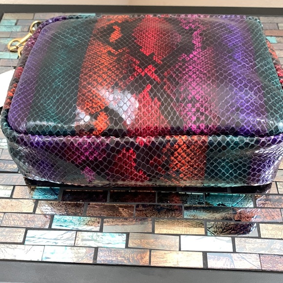 Clare . V Midnight Rainbow snakeskin Embossed Leather Crossbody Bag - Picture 4 of 9